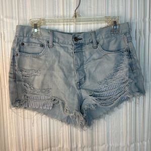 American Eagle Outfitters Light Wash Distressed Denim Shorts